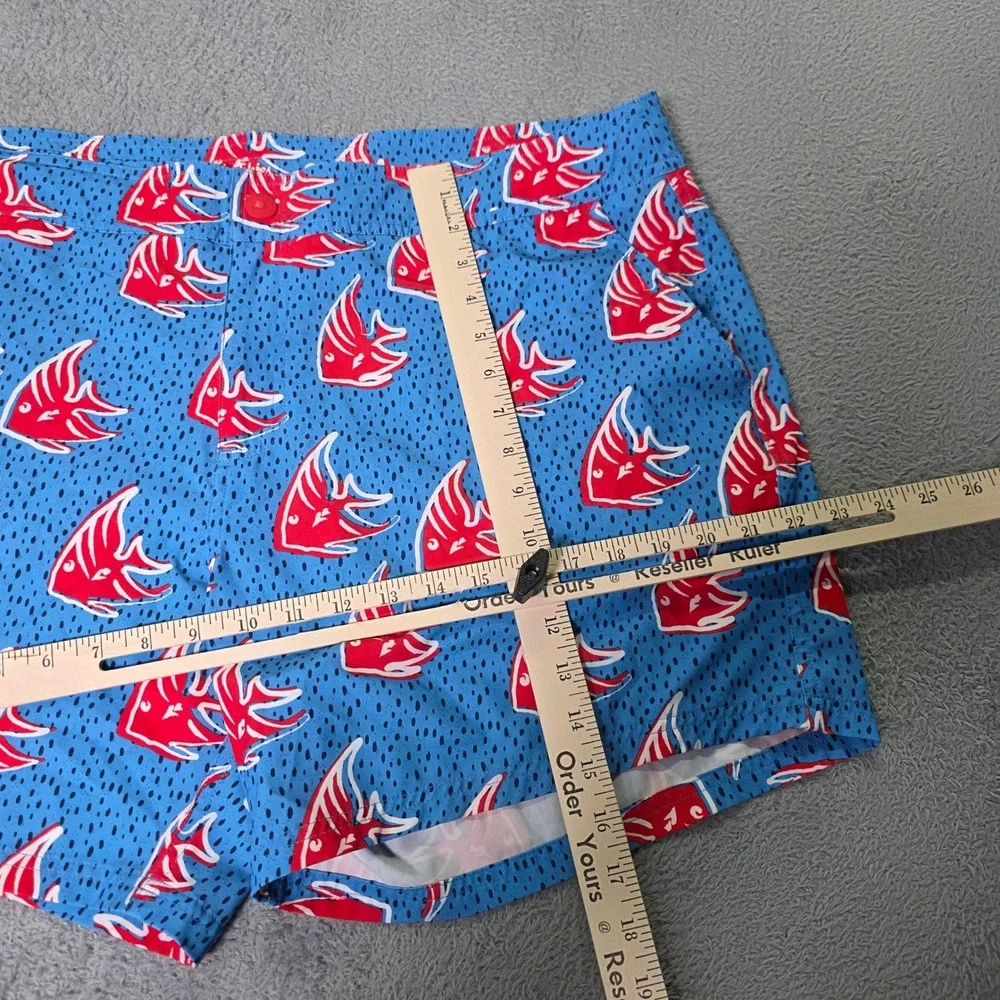 Chubbies Mens XXL Shorts Blue Red Fish Print Performance Stretch 6in Inseam